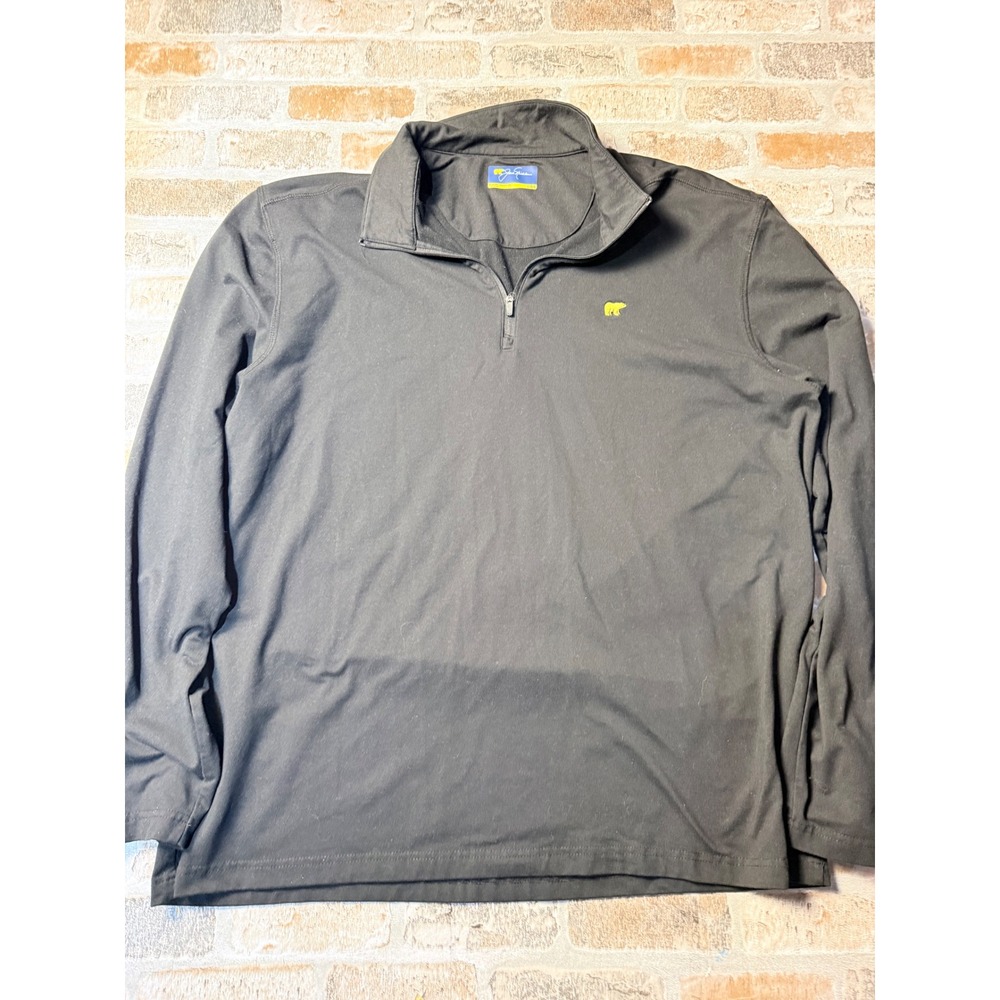 Jack Nicklaus Mens Quarter Zip Pullover Black Golden Bear Logo Golf Shirt‎ Large